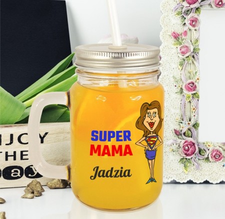 Słoiczek do picia dla Mamy - Super Mama - personalizowany prezent